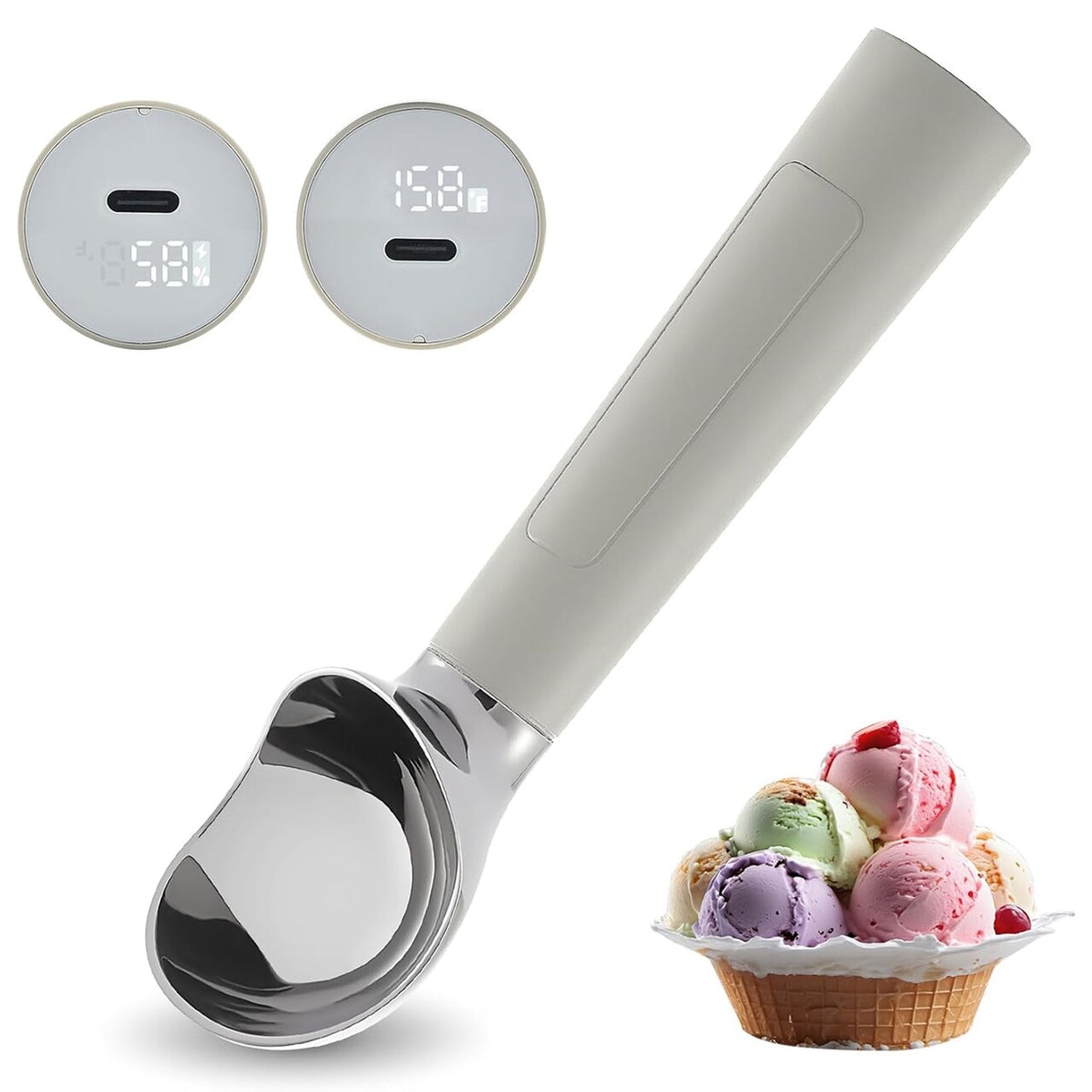 Edge Collections - Heated LED Ice Cream Scoop for Effortless Serving - 1 Piece